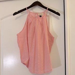 EUC Women's Pink & White Gingham High Neck Tank Top - Universal Thread - Size M